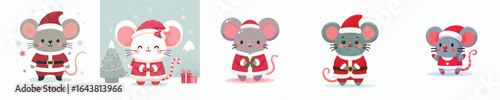 cute mouse vector in Christmas costume