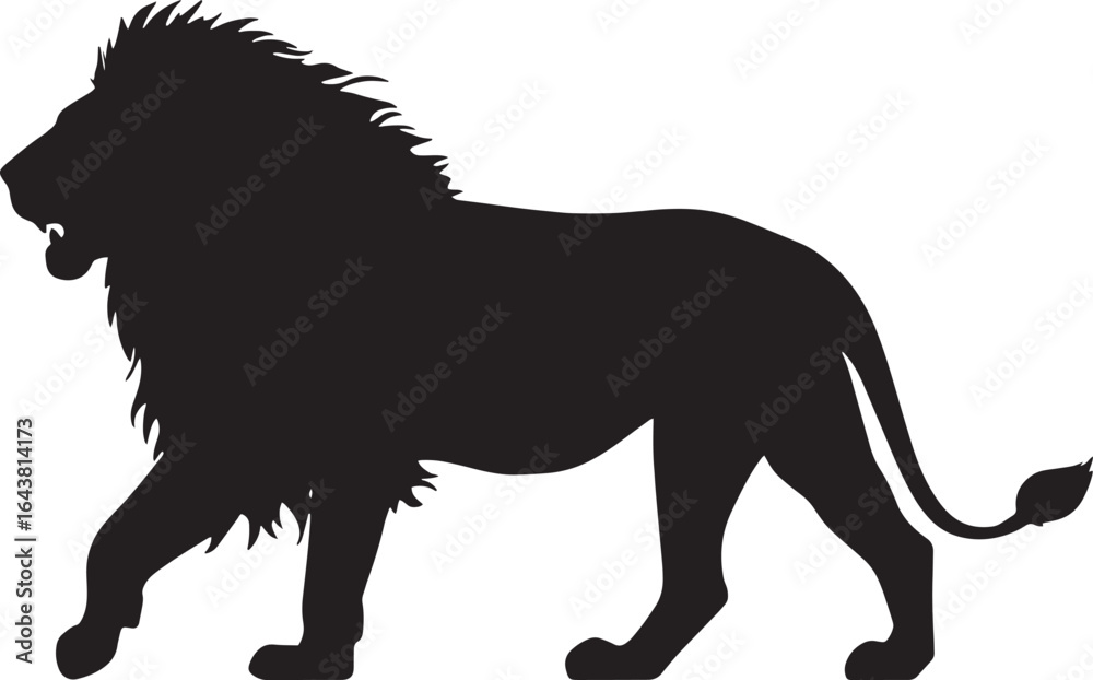 Obraz premium Majestic lion profile silhouette on a clean white background