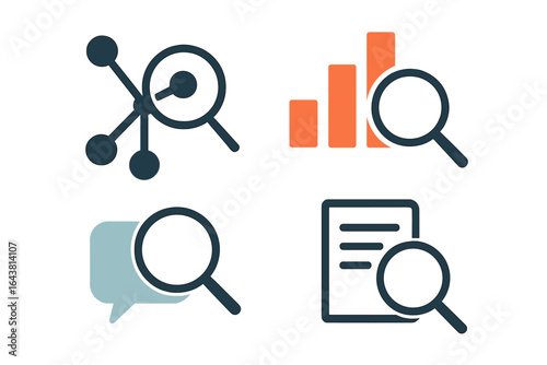 Visual representation of data analysis tools used for researching trends and patterns in various fields