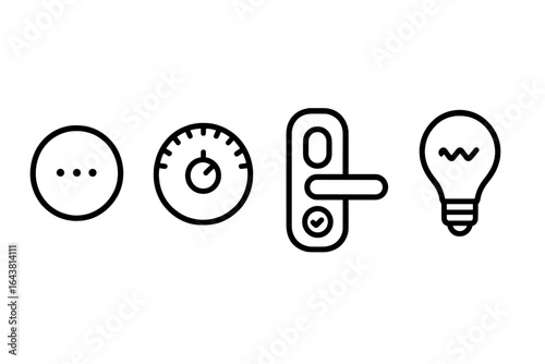 Vector icons representing user interface elements commonly found in smart home technology