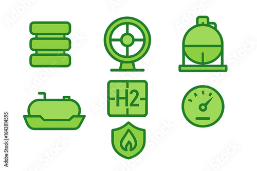 Visual representation of green technology symbols emphasizing hydrogen energy and gas utilities for sustainable solutions
