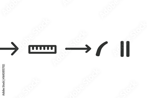 Symbols indicating measurement and division used to represent a concept in an educational context