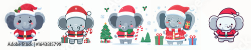 cute elephant vector in Christmas costume