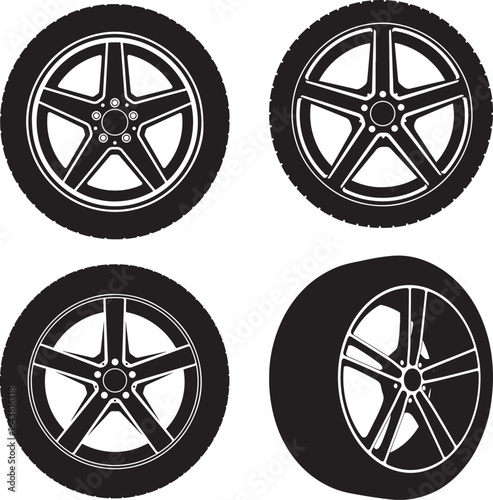 Four star alloy wheel designs silhouette