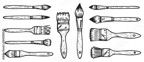 Collection of Hand Drawn Paint Brushes for Artists