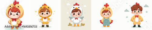 vector of a child in a chicken costume