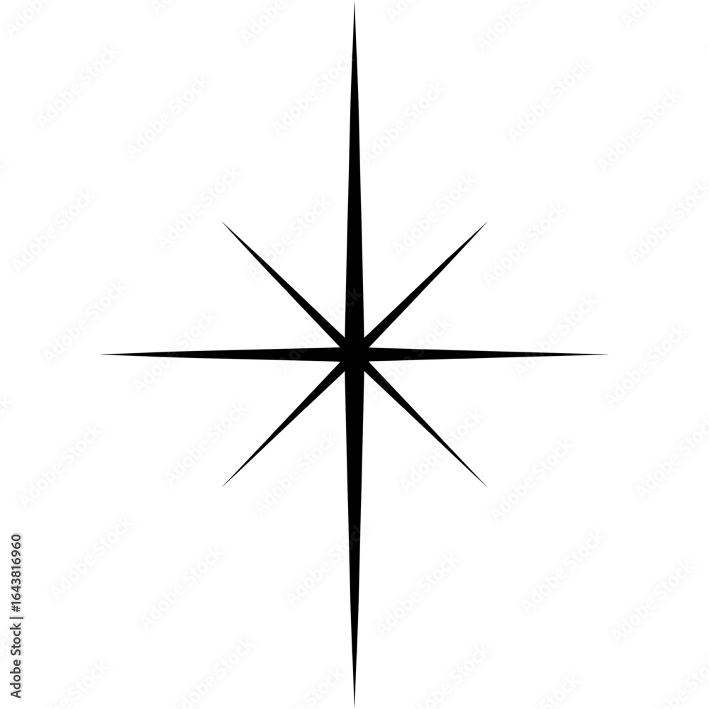 Star shape with sharp and symmetrical rays, Y2K Elements Star shape with sharp and symmetrical rays, Y2K Elements
