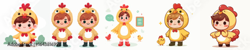 vector of a child in a chicken costume
