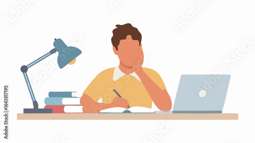 Flat Vector Illustration of Education and Learning Scene on White Background
