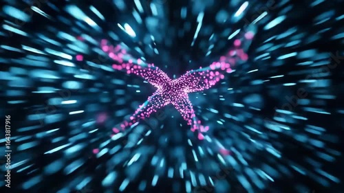 Abstract Digital Background with Colorful Light Trails and Sparkles