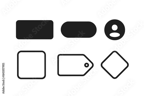 Various geometric shapes and icons arranged in a simple design for digital graphics