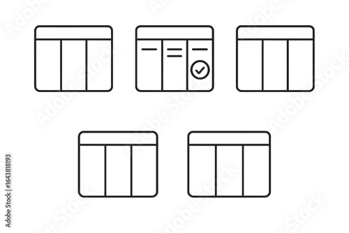 User interface design showcases different states of a data entry form for application development in a minimalistic style