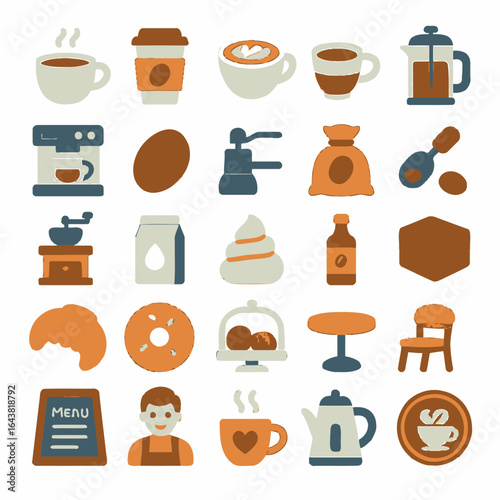 Coffee icons showcase items for caf? service display