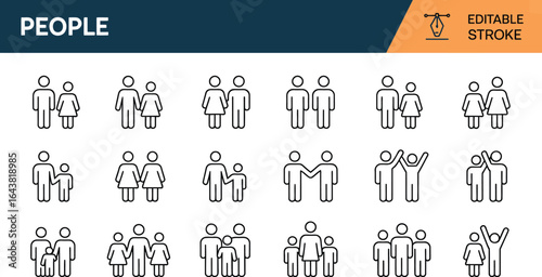Diverse people icons representing different relationships and activities