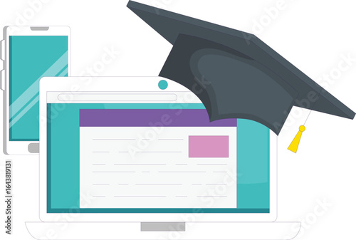 vector illustration of online education