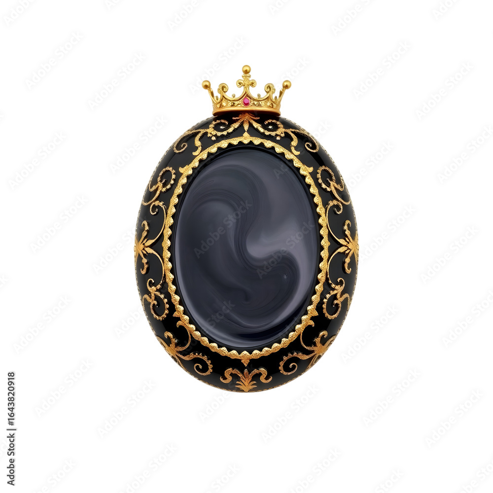 Fototapeta premium Purple dessert with a gold crown and mirror finish
