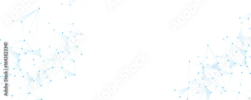 Blue white abstract polygon connection mesh digital technology futuristic communication high tech concept dots lines connect network background. 