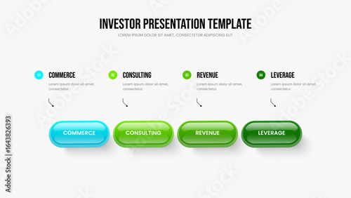 Company Analysis Presentation Design Vector Illustration. Digital Forecast Four Element Infographic Frame Template. Advertising Strategy 4 Step Diagram Slide Layout.