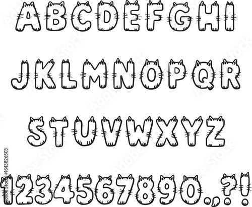Cats Whiskers Alphabet Lettering ABC Text Kitten Font
