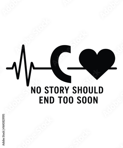 Heartbeat line connected to letter c and heart symbol