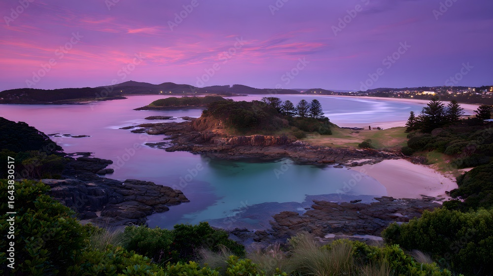 Obraz premium Picturesque coastal scene at twilight.