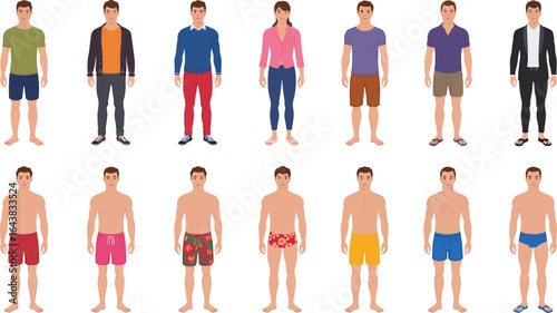 Diverse collection of men and women in casual and formal attire