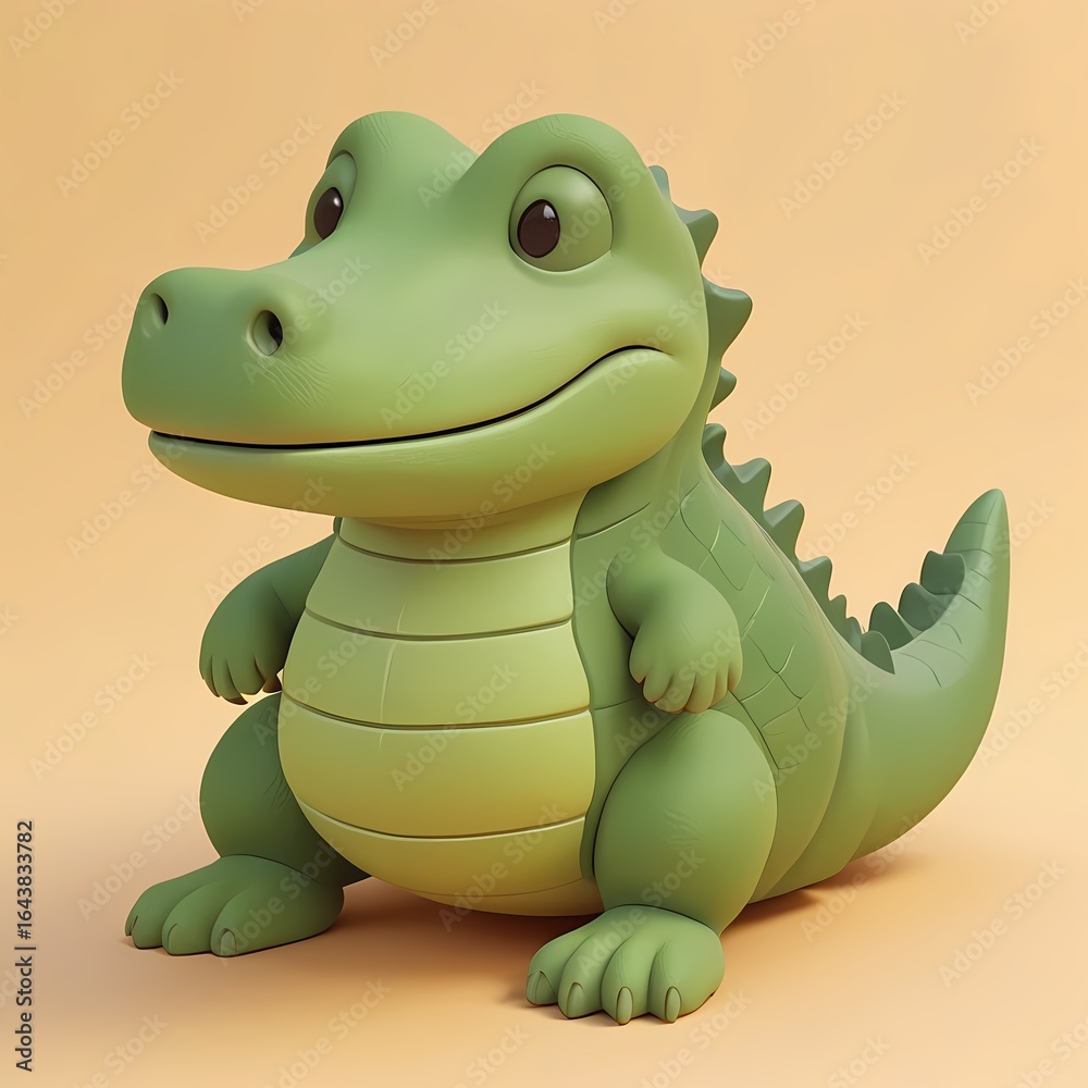 Fototapeta premium Serene Alligator on Vibrant Yellow Surface