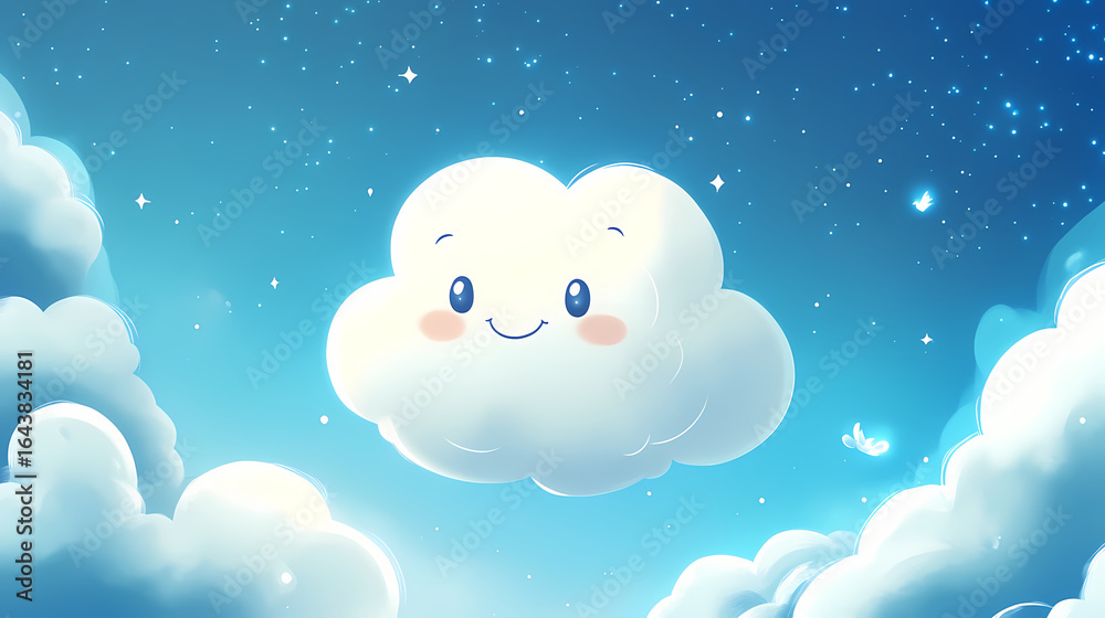 Fototapeta premium Happy cloud cartoon