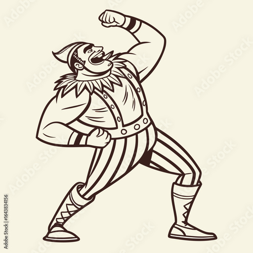 Vintage Circus Strongman Illustration – Retro Performer Artwork