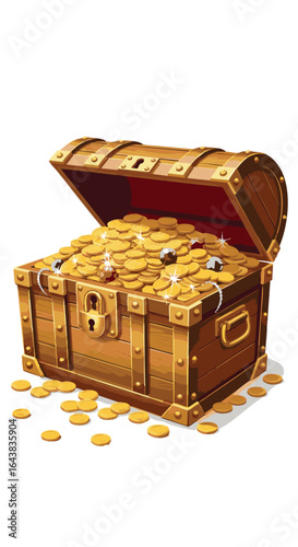 Treasure Chest Overflowing with Gold Coins and Jewels