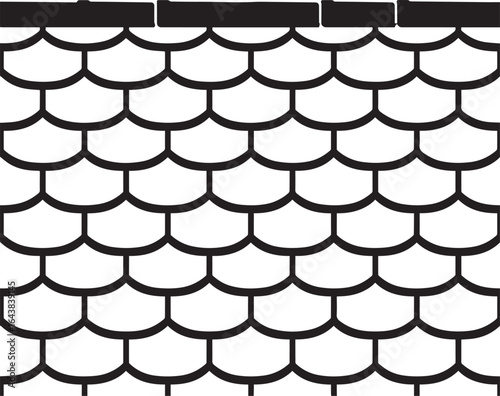 Roof Shingles Silhouette Pattern | Seamless Black Vector Artwork