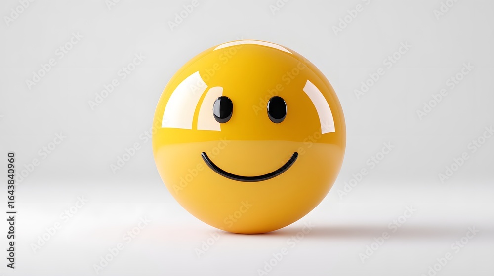 Fototapeta premium Bright Yellow Smiley Face Icon Representing Happiness and Positivity on a Light Background