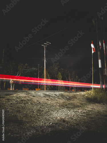 lighttrail of vechile at the street 