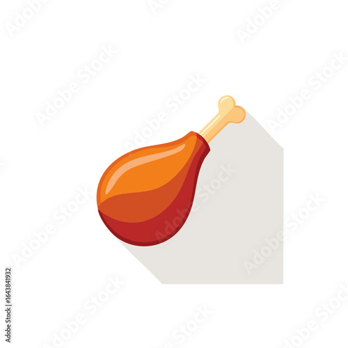 Flat minimalism vector illustration of a Thanksgiving turkey drumstick