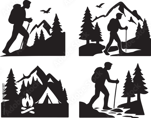 vector illustration of a hiking 