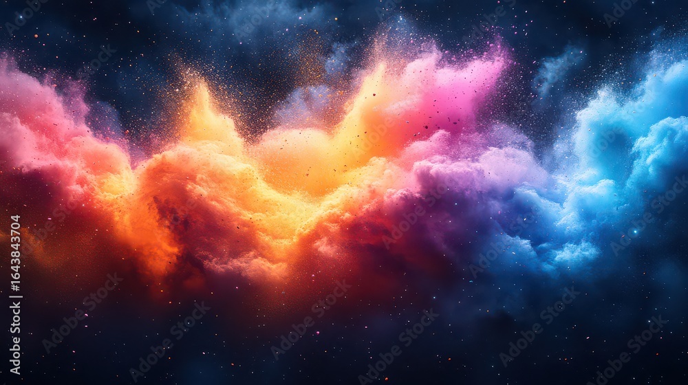 Naklejka premium Vibrant nebula with colorful clouds and cosmic dust.