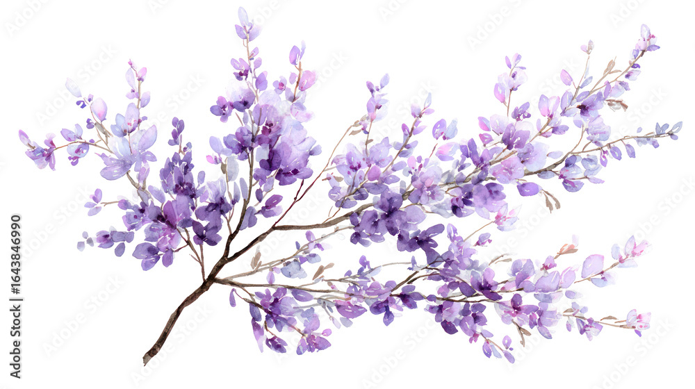 Lavender flowering bush in soft watercolor style with delicate blooms Lavender flowering bush in soft watercolor style with delicate blooms