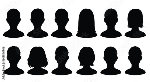 Diverse People Head Silhouettes Profile Avatars Anonymous Portraits Vector Illustration on White