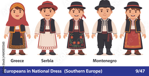 Europeans in Traditional National Dress Southern Europe Collection