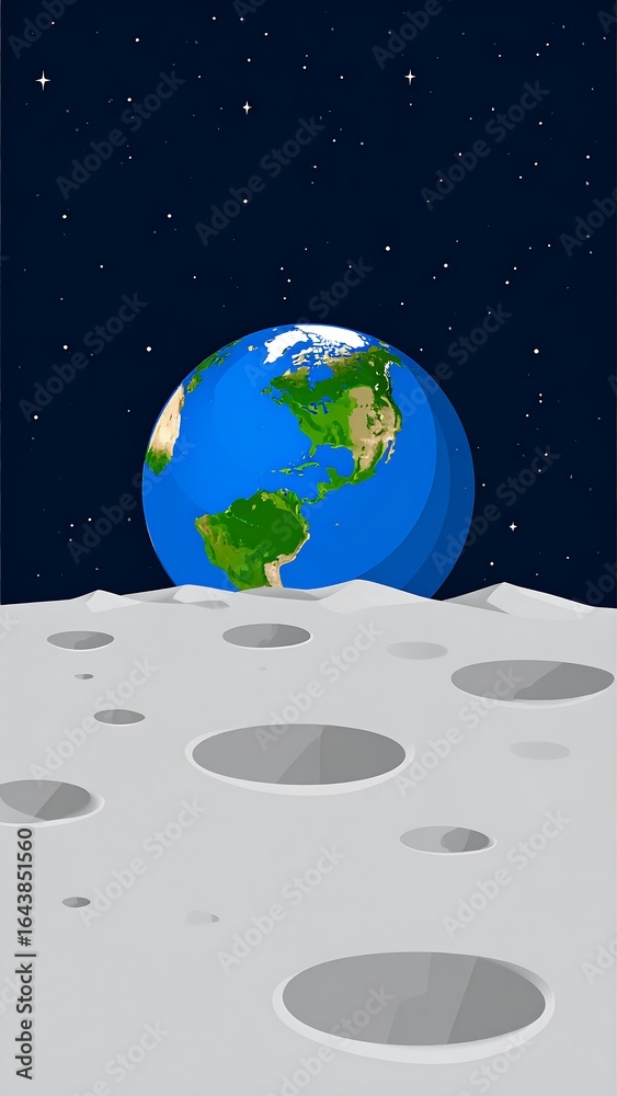 Fototapeta premium Earth from the Moon's surface