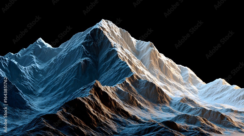 Obraz premium Majestic Snow-Capped Mountain Peak Surrounded by Dramatic Rocky Terrain at Dusk