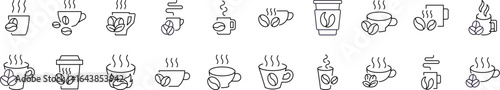 Drinks Line Icon Set. Contains Icons of Cup of Coffee for Graphics, Concept, Apps