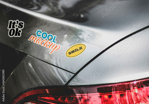 Trunk Rear Bumper Car Stickers Mockup