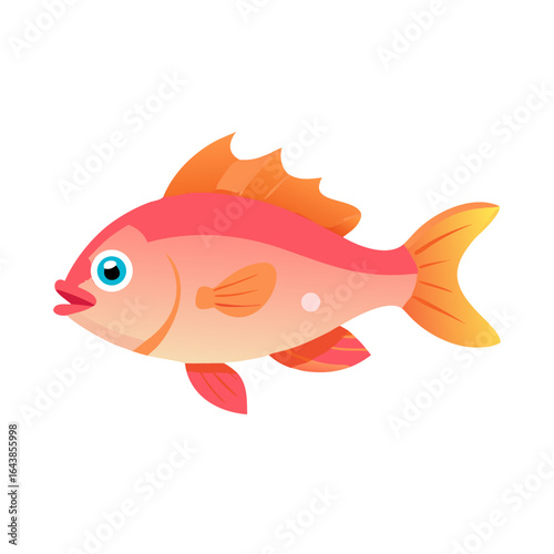Cartoon goldfish swimming isolated against a solid black background