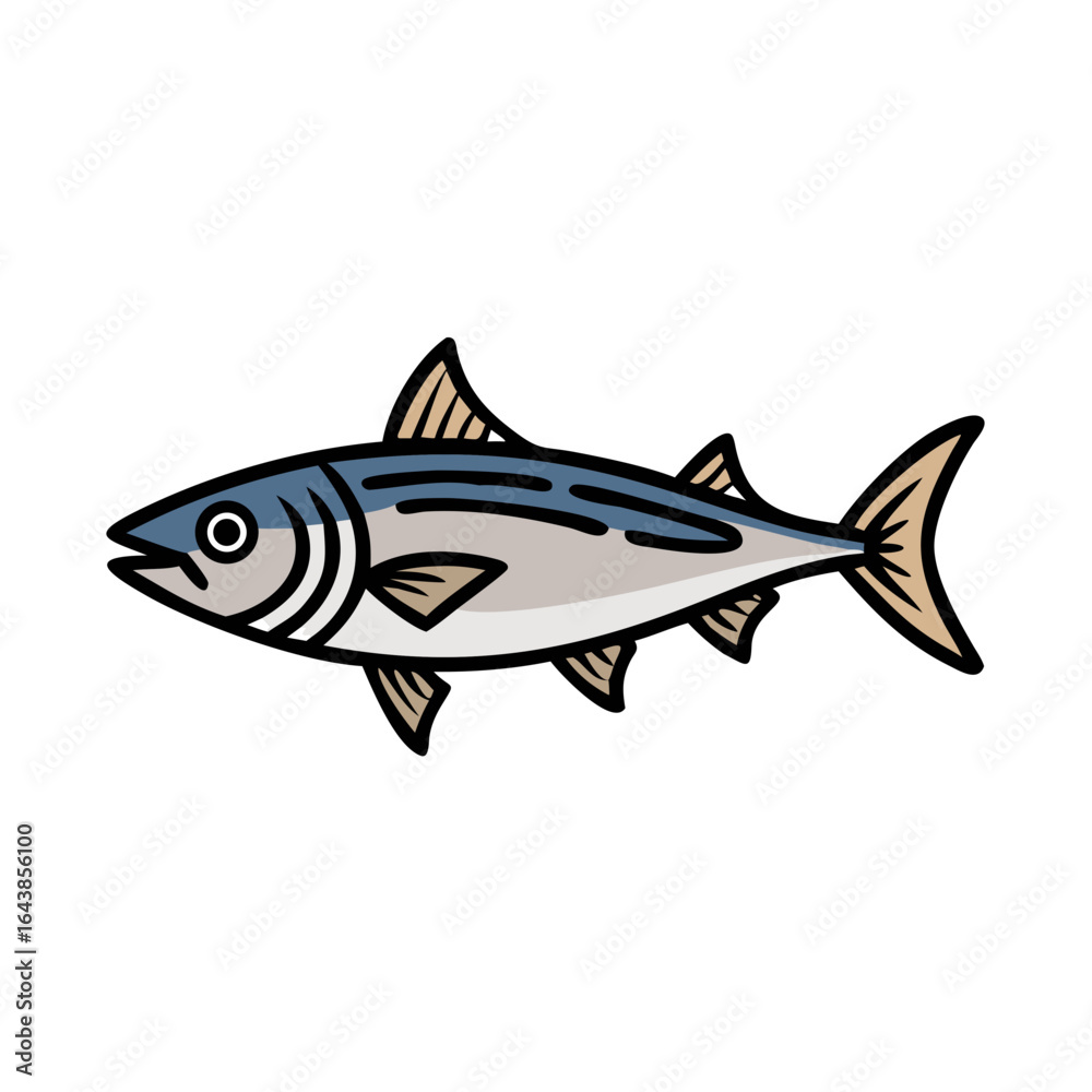 Naklejka premium Graphic illustration of a tuna fish on black background