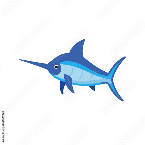 Stylized Blue Marlin Vector Illustration on Black Background