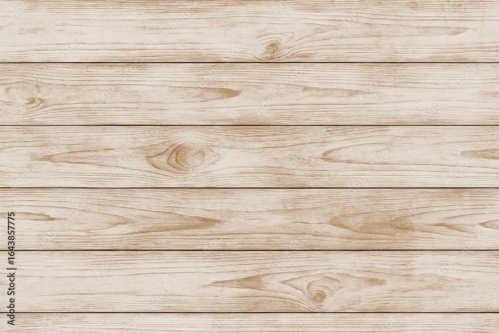 Fototapeta premium Light natural wood plank background with soft beige tones, horizontal timber texture, clean rustic surface for interior design, product display, branding mockup, banner backdrop, minimalist lifestyle