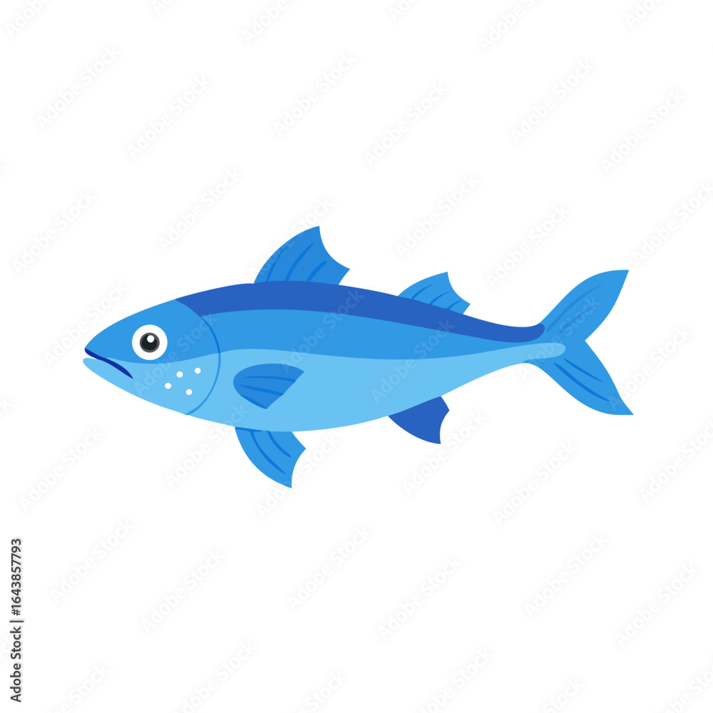 Naklejka premium Blue Fish Illustration on Black Background Stock Image