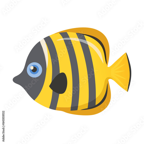 Cartoon illustration of a yellow striped tropical fish
