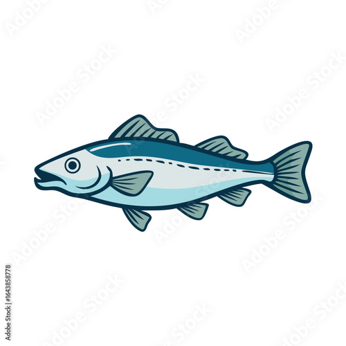 Stylized cartoon fish illustration on a clean black background